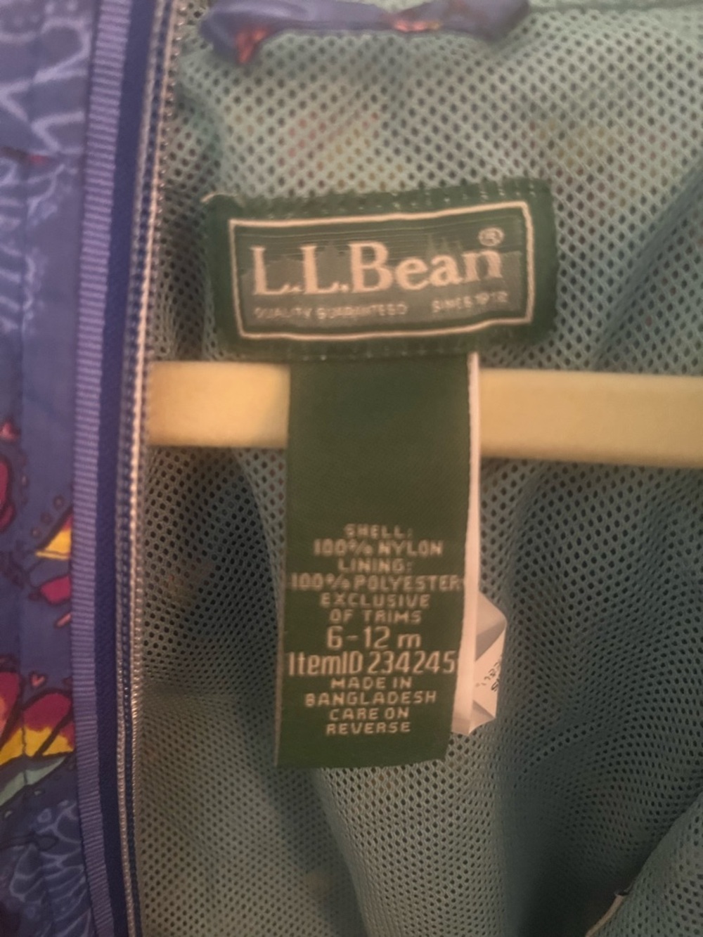 LL Bean Toddler Discovery Raincoat 12m Butterfly - Picture 4 of 4